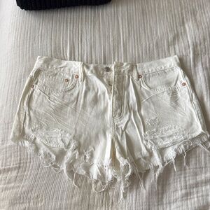 White Distressed Free People Shorts